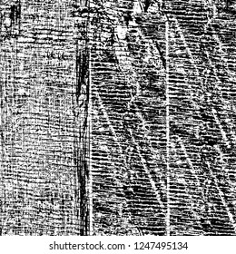 Grunge overlay layer. Abstract black and white vector background. Monochrome vintage surface with dirty pattern in cracks, spots, dots. Old painted wall in dark horror style design