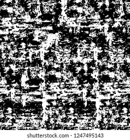 Grunge overlay layer. Abstract black and white vector background. Monochrome vintage surface with dirty pattern in cracks, spots, dots. Old painted wall in dark horror style design