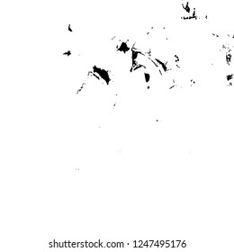Grunge overlay layer. Abstract black and white vector background. Monochrome vintage surface with dirty pattern in cracks, spots, dots. Old painted wall in dark horror style design