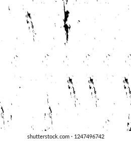 Grunge overlay layer. Abstract black and white vector background. Monochrome vintage surface with dirty pattern in cracks, spots, dots. Old painted wall in dark horror style design