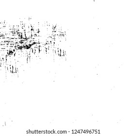 Grunge overlay layer. Abstract black and white vector background. Monochrome vintage surface with dirty pattern in cracks, spots, dots. Old painted wall in dark horror style design