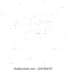 Grunge overlay layer. Abstract black and white vector background. Monochrome vintage surface with dirty pattern in cracks, spots, dots. Old painted wall in dark horror style design