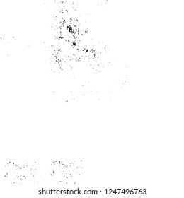 Grunge overlay layer. Abstract black and white vector background. Monochrome vintage surface with dirty pattern in cracks, spots, dots. Old painted wall in dark horror style design
