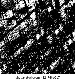 Grunge overlay layer. Abstract black and white vector background. Monochrome vintage surface with dirty pattern in cracks, spots, dots. Old painted wall in dark horror style design