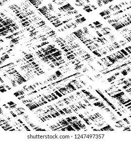 Grunge overlay layer. Abstract black and white vector background. Monochrome vintage surface with dirty pattern in cracks, spots, dots. Old painted wall in dark horror style design