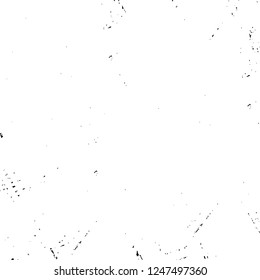 Grunge overlay layer. Abstract black and white vector background. Monochrome vintage surface with dirty pattern in cracks, spots, dots. Old painted wall in dark horror style design