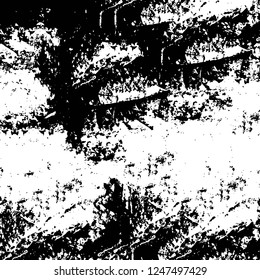Grunge overlay layer. Abstract black and white vector background. Monochrome vintage surface with dirty pattern in cracks, spots, dots. Old painted wall in dark horror style design