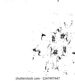 Grunge overlay layer. Abstract black and white vector background. Monochrome vintage surface with dirty pattern in cracks, spots, dots. Old painted wall in dark horror style design