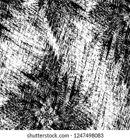 Grunge overlay layer. Abstract black and white vector background. Monochrome vintage surface with dirty pattern in cracks, spots, dots. Old painted wall in dark horror style design