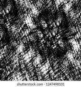 Grunge overlay layer. Abstract black and white vector background. Monochrome vintage surface with dirty pattern in cracks, spots, dots. Old painted wall in dark horror style design