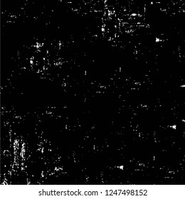 Grunge overlay layer. Abstract black and white vector background. Monochrome vintage surface with dirty pattern in cracks, spots, dots. Old painted wall in dark horror style design