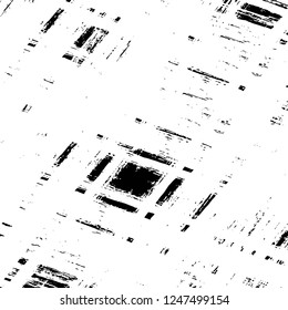 Grunge overlay layer. Abstract black and white vector background. Monochrome vintage surface with dirty pattern in cracks, spots, dots. Old painted wall in dark horror style design