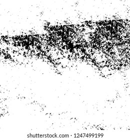 Grunge overlay layer. Abstract black and white vector background. Monochrome vintage surface with dirty pattern in cracks, spots, dots. Old painted wall in dark horror style design