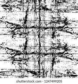 Grunge overlay layer. Abstract black and white vector background. Monochrome vintage surface with dirty pattern in cracks, spots, dots. Old painted wall in dark horror style design