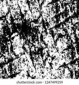 Grunge overlay layer. Abstract black and white vector background. Monochrome vintage surface with dirty pattern in cracks, spots, dots. Old painted wall in dark horror style design