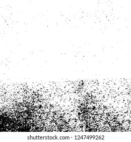 Grunge overlay layer. Abstract black and white vector background. Monochrome vintage surface with dirty pattern in cracks, spots, dots. Old painted wall in dark horror style design