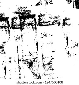 Grunge overlay layer. Abstract black and white vector background. Monochrome vintage surface with dirty pattern in cracks, spots, dots. Old painted wall in dark horror style design