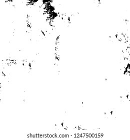 Grunge overlay layer. Abstract black and white vector background. Monochrome vintage surface with dirty pattern in cracks, spots, dots. Old painted wall in dark horror style design