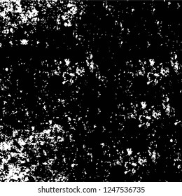 Grunge overlay layer. Abstract black and white vector background. Monochrome vintage surface with dirty pattern in cracks, spots, dots. Old painted wall in dark horror style design