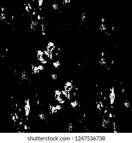 Grunge overlay layer. Abstract black and white vector background. Monochrome vintage surface with dirty pattern in cracks, spots, dots. Old painted wall in dark horror style design