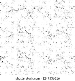 Grunge overlay layer. Abstract black and white vector background. Monochrome vintage surface with dirty pattern in cracks, spots, dots. Old painted wall in dark horror style design