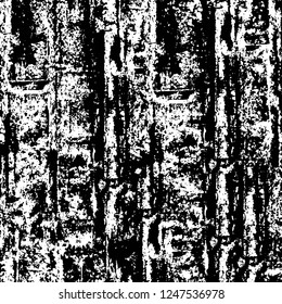 Grunge overlay layer. Abstract black and white vector background. Monochrome vintage surface with dirty pattern in cracks, spots, dots. Old painted wall in dark horror style design