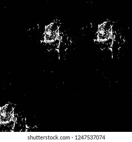 Grunge overlay layer. Abstract black and white vector background. Monochrome vintage surface with dirty pattern in cracks, spots, dots. Old painted wall in dark horror style design