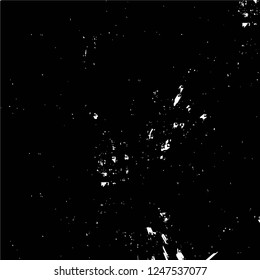Grunge overlay layer. Abstract black and white vector background. Monochrome vintage surface with dirty pattern in cracks, spots, dots. Old painted wall in dark horror style design