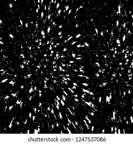 Grunge overlay layer. Abstract black and white vector background. Monochrome vintage surface with dirty pattern in cracks, spots, dots. Old painted wall in dark horror style design
