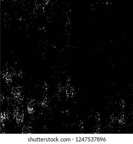Grunge overlay layer. Abstract black and white vector background. Monochrome vintage surface with dirty pattern in cracks, spots, dots. Old painted wall in dark horror style design