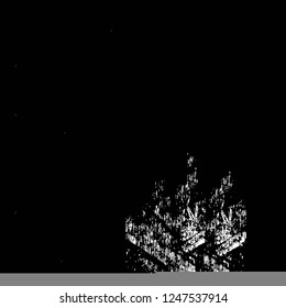 Grunge overlay layer. Abstract black and white vector background. Monochrome vintage surface with dirty pattern in cracks, spots, dots. Old painted wall in dark horror style design