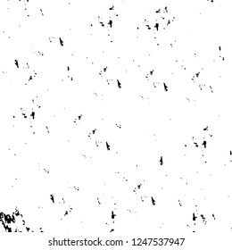Grunge overlay layer. Abstract black and white vector background. Monochrome vintage surface with dirty pattern in cracks, spots, dots. Old painted wall in dark horror style design