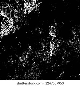 Grunge overlay layer. Abstract black and white vector background. Monochrome vintage surface with dirty pattern in cracks, spots, dots. Old painted wall in dark horror style design