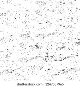 Grunge overlay layer. Abstract black and white vector background. Monochrome vintage surface with dirty pattern in cracks, spots, dots. Old painted wall in dark horror style design