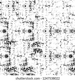 Grunge overlay layer. Abstract black and white vector background. Monochrome vintage surface with dirty pattern in cracks, spots, dots. Old painted wall in dark horror style design