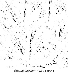 Grunge overlay layer. Abstract black and white vector background. Monochrome vintage surface with dirty pattern in cracks, spots, dots. Old painted wall in dark horror style design