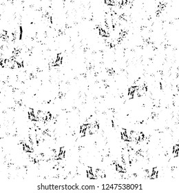 Grunge overlay layer. Abstract black and white vector background. Monochrome vintage surface with dirty pattern in cracks, spots, dots. Old painted wall in dark horror style design