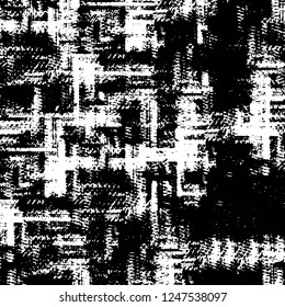 Grunge overlay layer. Abstract black and white vector background. Monochrome vintage surface with dirty pattern in cracks, spots, dots. Old painted wall in dark horror style design