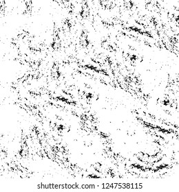 Grunge overlay layer. Abstract black and white vector background. Monochrome vintage surface with dirty pattern in cracks, spots, dots. Old painted wall in dark horror style design