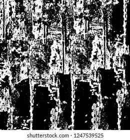 Grunge overlay layer. Abstract black and white vector background. Monochrome vintage surface with dirty pattern in cracks, spots, dots. Old painted wall in dark horror style design