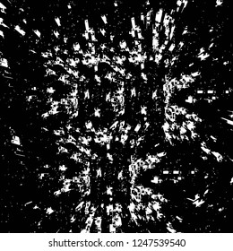 Grunge overlay layer. Abstract black and white vector background. Monochrome vintage surface with dirty pattern in cracks, spots, dots. Old painted wall in dark horror style design