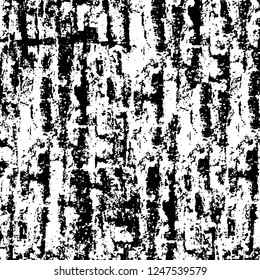 Grunge overlay layer. Abstract black and white vector background. Monochrome vintage surface with dirty pattern in cracks, spots, dots. Old painted wall in dark horror style design