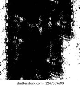Grunge overlay layer. Abstract black and white vector background. Monochrome vintage surface with dirty pattern in cracks, spots, dots. Old painted wall in dark horror style design