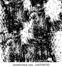 Grunge overlay layer. Abstract black and white vector background. Monochrome vintage surface with dirty pattern in cracks, spots, dots. Old painted wall in dark horror style design