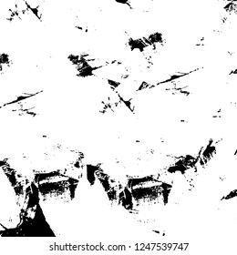 Grunge overlay layer. Abstract black and white vector background. Monochrome vintage surface with dirty pattern in cracks, spots, dots. Old painted wall in dark horror style design