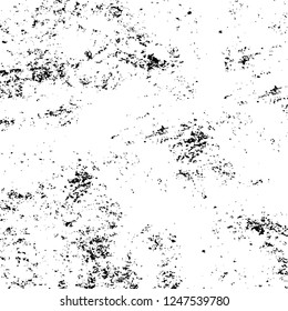 Grunge overlay layer. Abstract black and white vector background. Monochrome vintage surface with dirty pattern in cracks, spots, dots. Old painted wall in dark horror style design