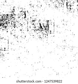 Grunge overlay layer. Abstract black and white vector background. Monochrome vintage surface with dirty pattern in cracks, spots, dots. Old painted wall in dark horror style design