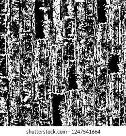 Grunge overlay layer. Abstract black and white vector background. Monochrome vintage surface with dirty pattern in cracks, spots, dots. Old painted wall in dark horror style design