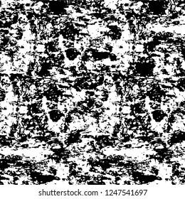 Grunge overlay layer. Abstract black and white vector background. Monochrome vintage surface with dirty pattern in cracks, spots, dots. Old painted wall in dark horror style design