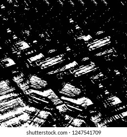 Grunge overlay layer. Abstract black and white vector background. Monochrome vintage surface with dirty pattern in cracks, spots, dots. Old painted wall in dark horror style design